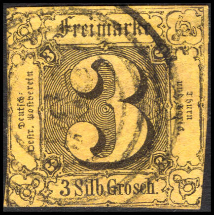 Thurn & Taxis Northern District 1852-58 3sgr on yellow used.