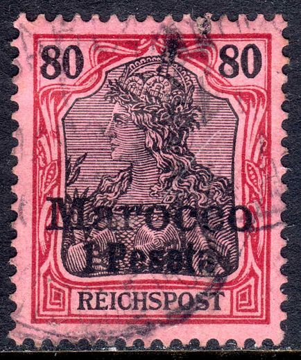 Morocco 1900 1p on 80pf fine used.
