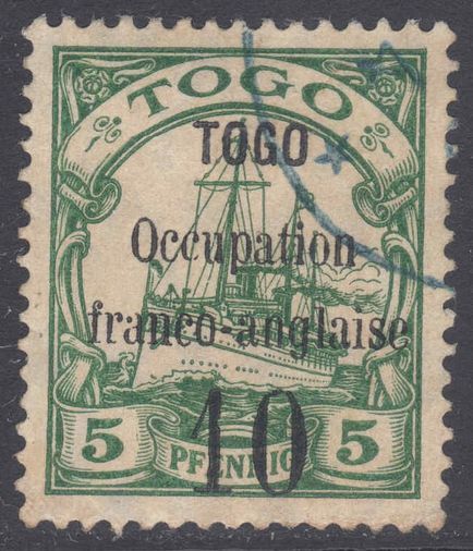 Togo 1914 Anglo-French Occupation 10 on 5pf type III fine used.