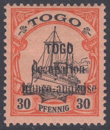 Togo 1914 Anglo-French Occupation 30pf fine lightly mounted mint.