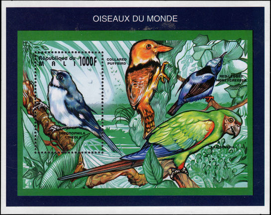 Mali 1995 Lined Seedeater souvenir sheet unmounted mint.