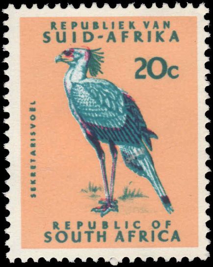 South Africa 1969-72 20c Secretary Bird unmounted mint.