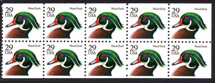 USA 1991 Wood Duck booklet pane black inscription unmounted mint.