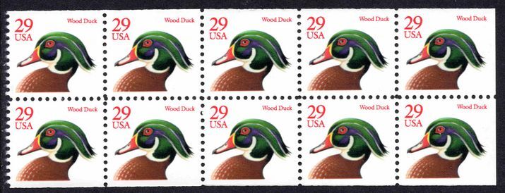 USA 1991 Wood Duck booklet pane red inscription unmounted mint.