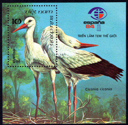 Vietnam 1984 White Storks souvenir sheet unmounted mint.