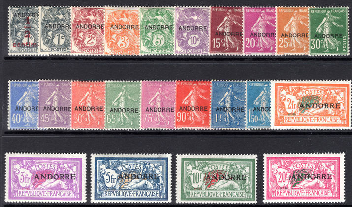 French Andorra 1931 Stamps of France overprinted set very fine lightly mounted mint.