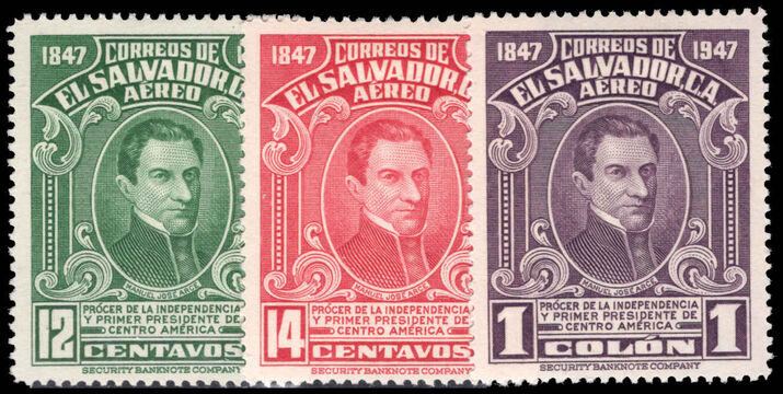 El Salvador 1948 Death Centenary of M. J. Arce airs lightly mounted mint.