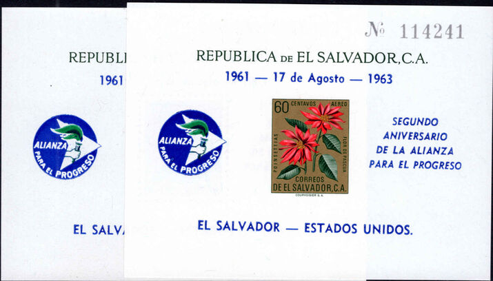El Salvador 1963 Alliance for Progress souvenir sheet unmounted mint.