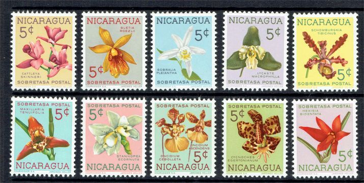 Nicaragua 1962 Orchids Obligatory Tax set unmounted mint.