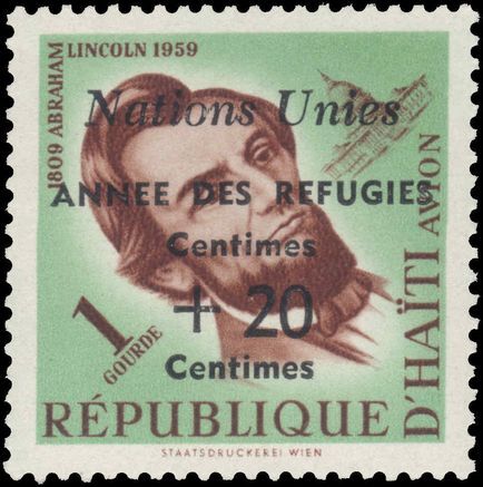 Haiti 1959 Refugees 1g+20c showing extra Centimes for date unmounted mint.