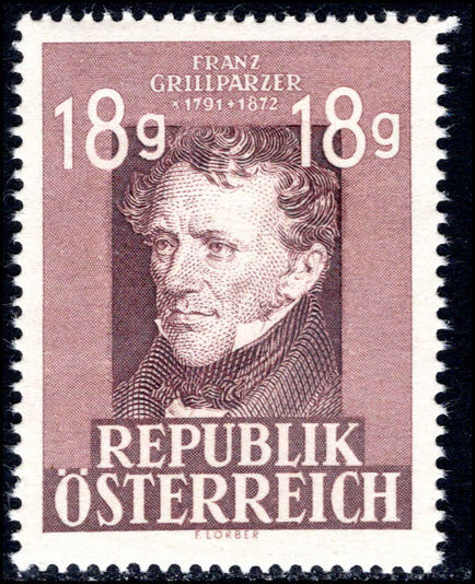 Austria 1947-49 18g Grillparze (recess) unmounted mint.