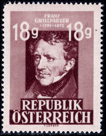 Austria 1947-49 18g Grillparze (photogravure) unmounted mint.
