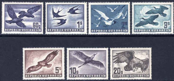 Austria 1950-53 Birds air set fine unmounted mint.