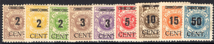 Lithuanian Occupation of Memel 1923 (May) set including additional values lightly mounted mint.