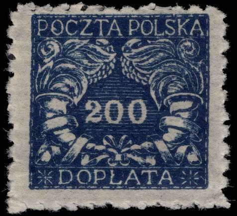 Poland 1920 200f Postage Due thin paper lightly mounted mint.