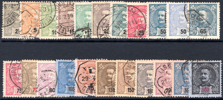 Portugal 1895 set fine used (115r perfined 180r fine mint lightly hinged).