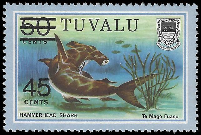 Tuvalu 1981 Hammerhead Shark provisional unmounted mint.