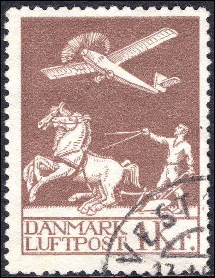 Denmark 1925 1Kr air fine used.