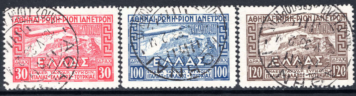 Greece 1933 Aerospresso Zeppelin set very fine used.