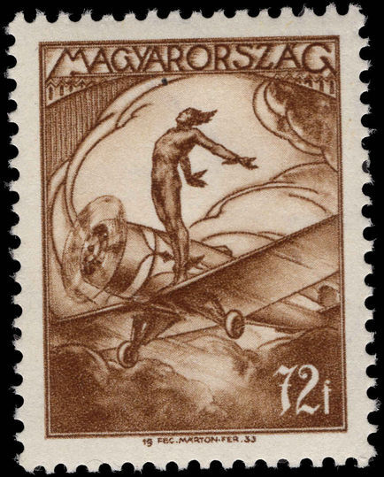 Hungary 1933 72p Spirit of Flight umounted mint.