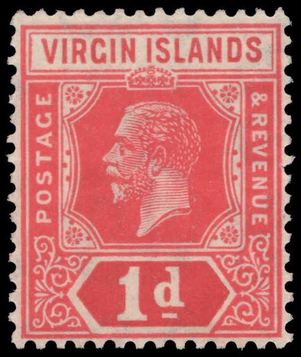 British Virgin Islands 1921 1d scarlet and deep carmine die II fine lightly hinged mint.