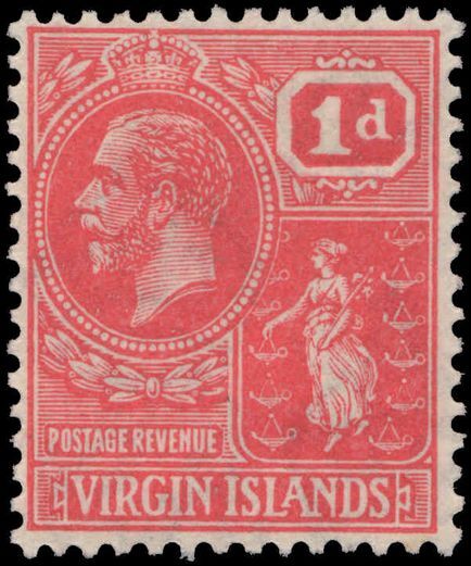 British Virgin Islands 1922-28 1d scarlet fine lightly hinged mint.