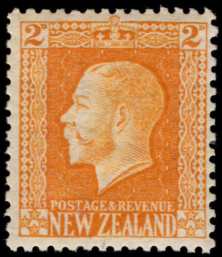 New Zealand 1915-30 2d yellow perf 14x13½ unmounted mint.