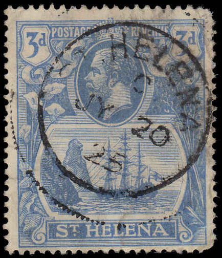 St Helena 1922-37 3d used cleft rock. Faults on 2 corners.