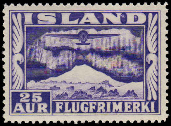 Iceland 1934 25a air perf 14 lightly hinged.
