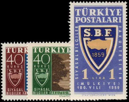 Turkey 1959 Centenary of Turkish Political Science Faculty unmounted mint.