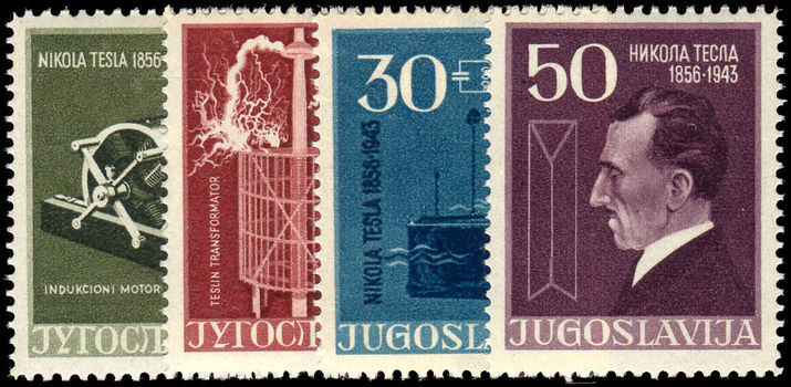 Yugoslavia 1956 Birth Centenary of Nikola Tesla with the 15d being the scarce perf 12½: unmounted mint.