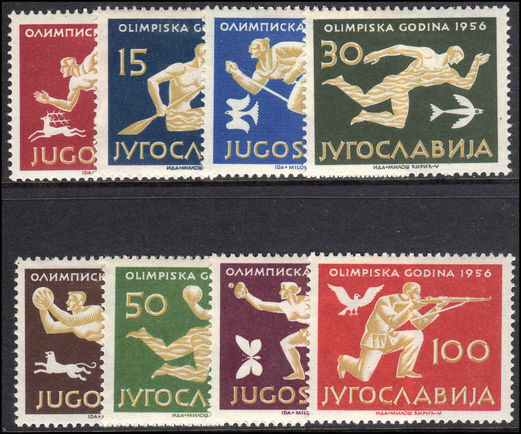 Yugoslavia 1956 Olympic Games lightly hinged.