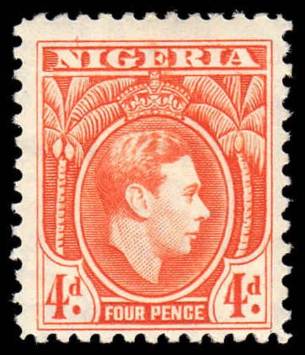Nigeria 1938-51 4d orange fine mint lightly hinged.
