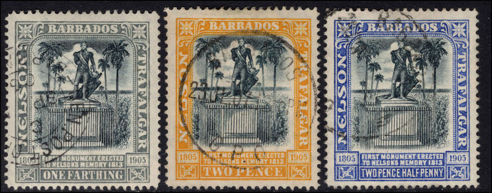 Barbados 1907 Nelson Centenary wmk Mult Crown CA very fine used.