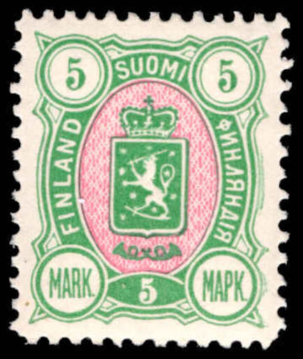 Finland 1889-94 5m green and rose lightly mounted mint.