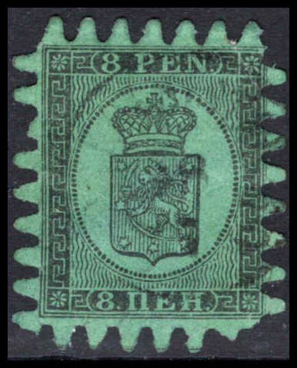 Finland 1866-67 8p black on blue-green type iii fine used.
