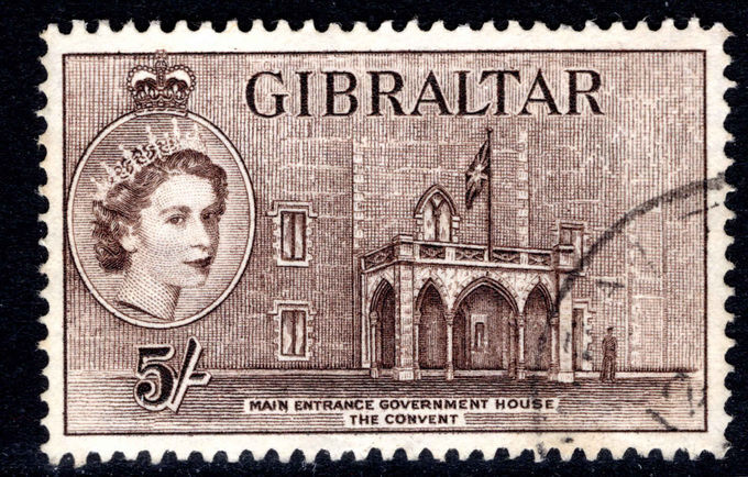 Gibraltar 1953-59 5s Government House fine used.