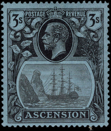 Ascension 1924-33 3s grey-black and black on blue lightly mounted mint.