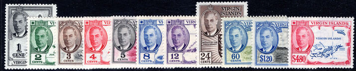 British Virgin Islands 1952 set less $2.40 unmounted mint.