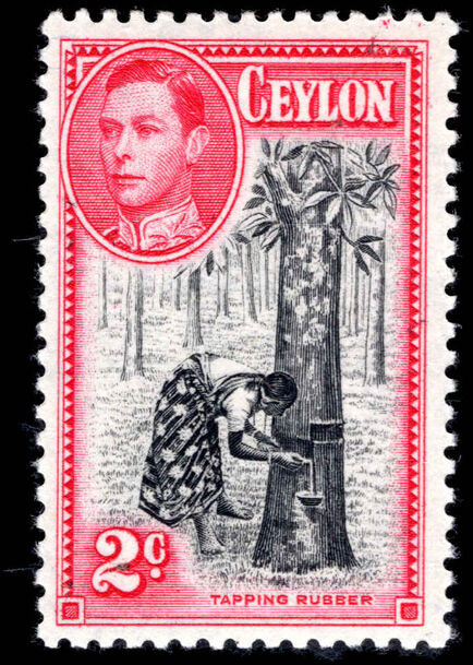 Ceylon 1938-49 2c Tapping Rubber perf 11½x13 lightly mounted mint.