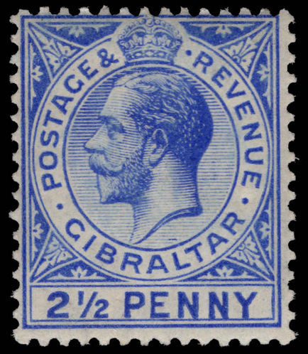 Gibraltar 1912-24 2½d deep bright blue lightly mounted mint.