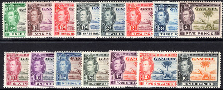 Gambia 1938-46 set less 2s mounted mint (some lower values heavy hinge)
