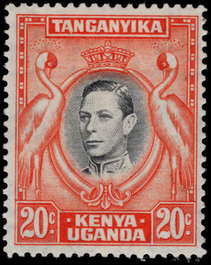 Kenya Uganda & Tanganyika 1938-54 20c black and orange 13¼x13¾ lightly mounted mint.