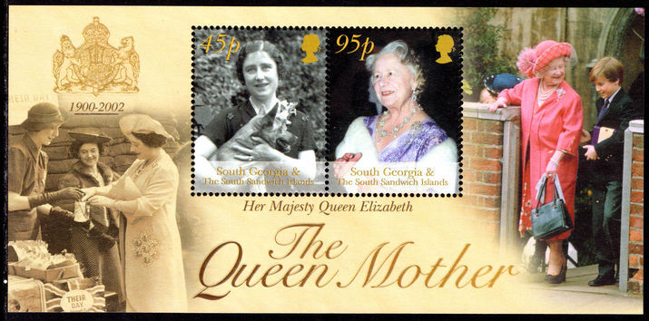 South Georgia 2002 Queen Mother souvenir sheet unmounted mint.