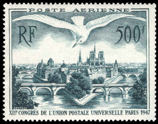 France 1947 500f Herring Gull over Ile de la Cite unmounted mint.