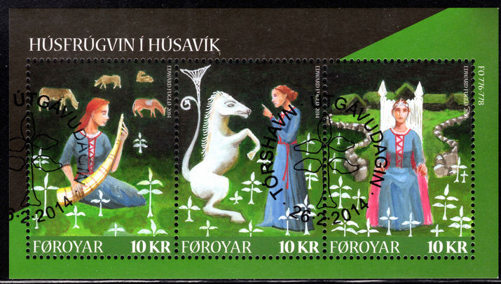 Faroe Islands 2014 The Lady of Husavik souvenir sheet fine used.