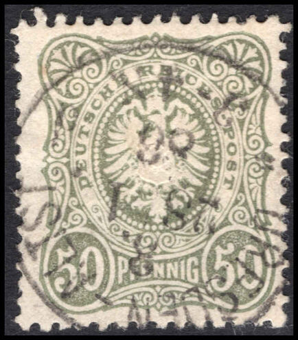 Germany 1887-87 50pf central projection of right frame missing fine used.