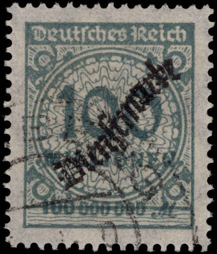 Third Reich 1923 100M grey official fine used.
