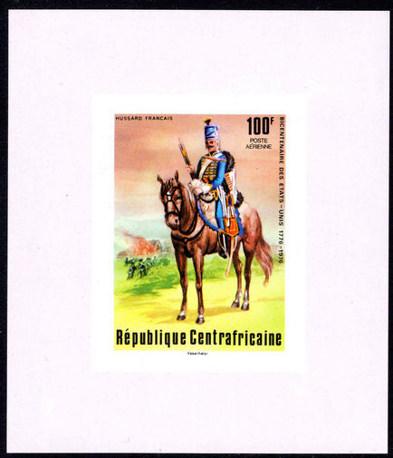 Central African Republic 1976 100f French Hussar imperf souvenir sheet unmounted mint.