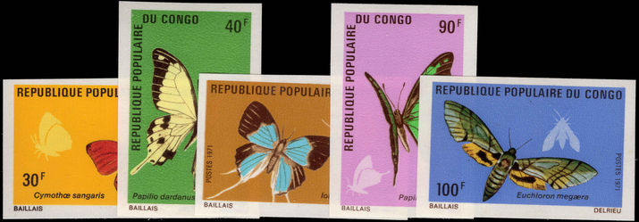 Congo Brazzaville 1971 Butterflies imperf unmounted mint.